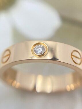 Cartier LOVE Wedding Band 1 Diamond 18K Rose Gold Size 50 (US 5.25)
